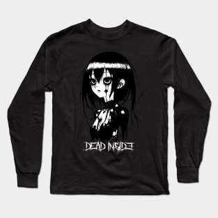 Dead Inside Girl Black and White Art Long Sleeve T-Shirt